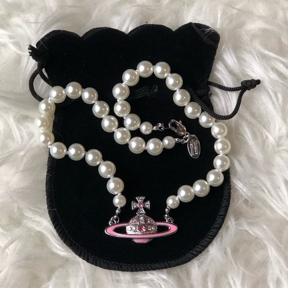 Vivienne Westwood Pink Saturn Pearl Choker - Picture 1 of 7